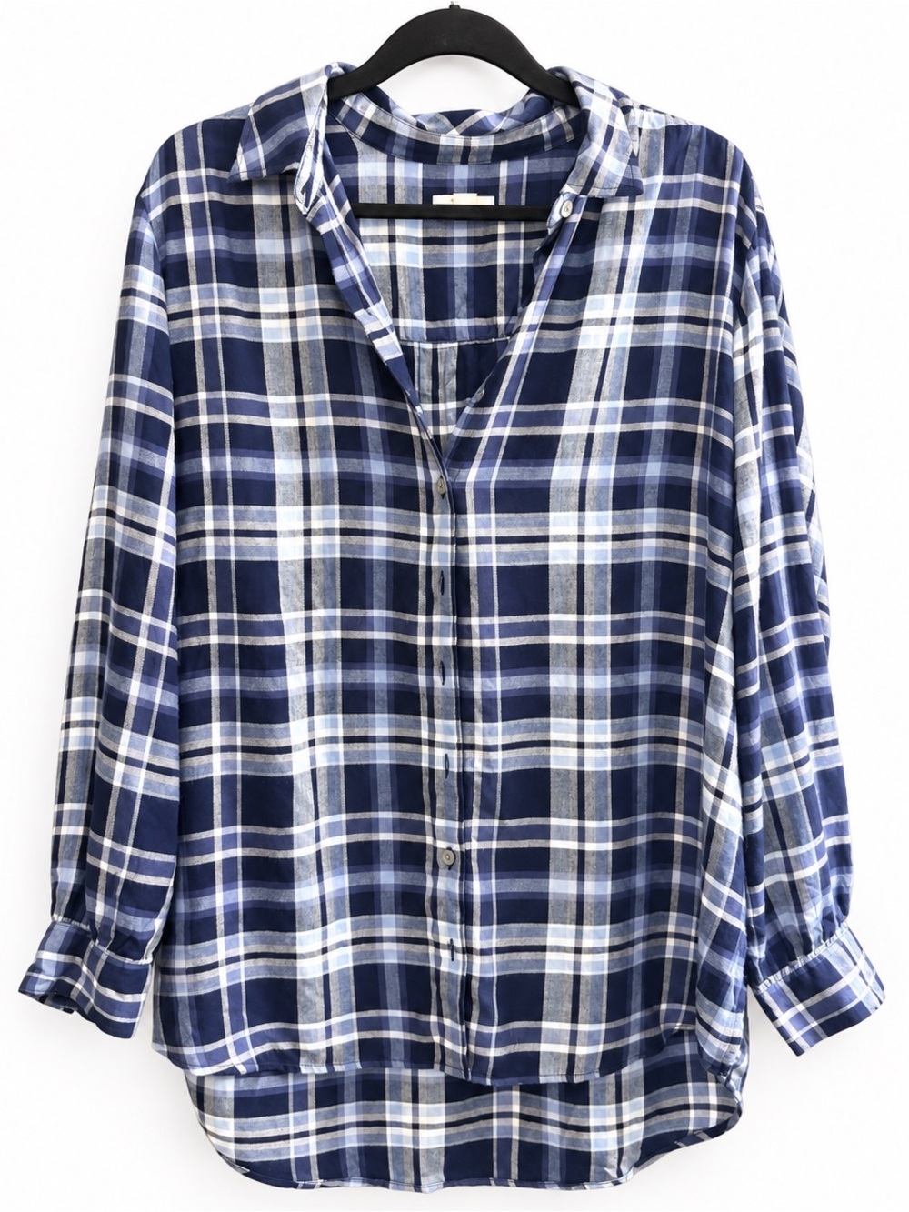 Style & Co. Blue Plaid Women's Printed Boyfriend Tunic Shirt.
